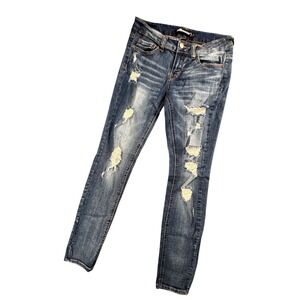Dollhouse‎ Charley Y2K Distressed Skinny Jeans Juniors 7 Low Rise Ripped Denim